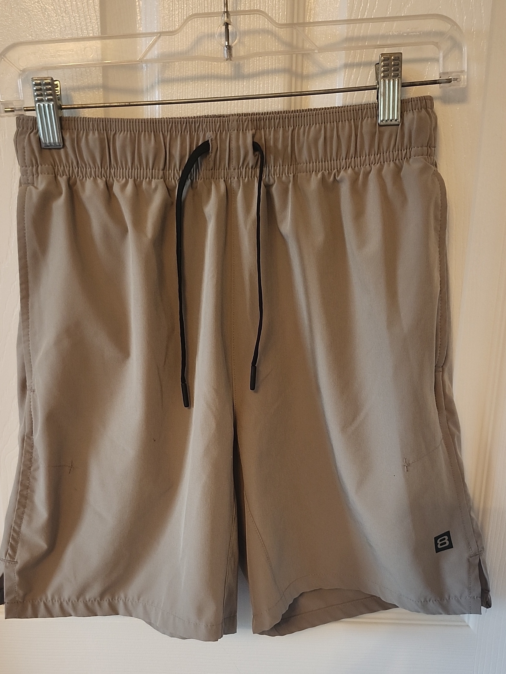 Layer 8 Men's Athletic Drawstring Shorts - Tan With Black Drawcord
